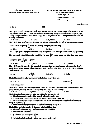 Đề thi khảo sát chất lượng đầu năm môn Vật lý Lớp 12 - Mã đề 357 - Năm học 2016-2017 - Trường THPT Nguyễn Đức Cảnh